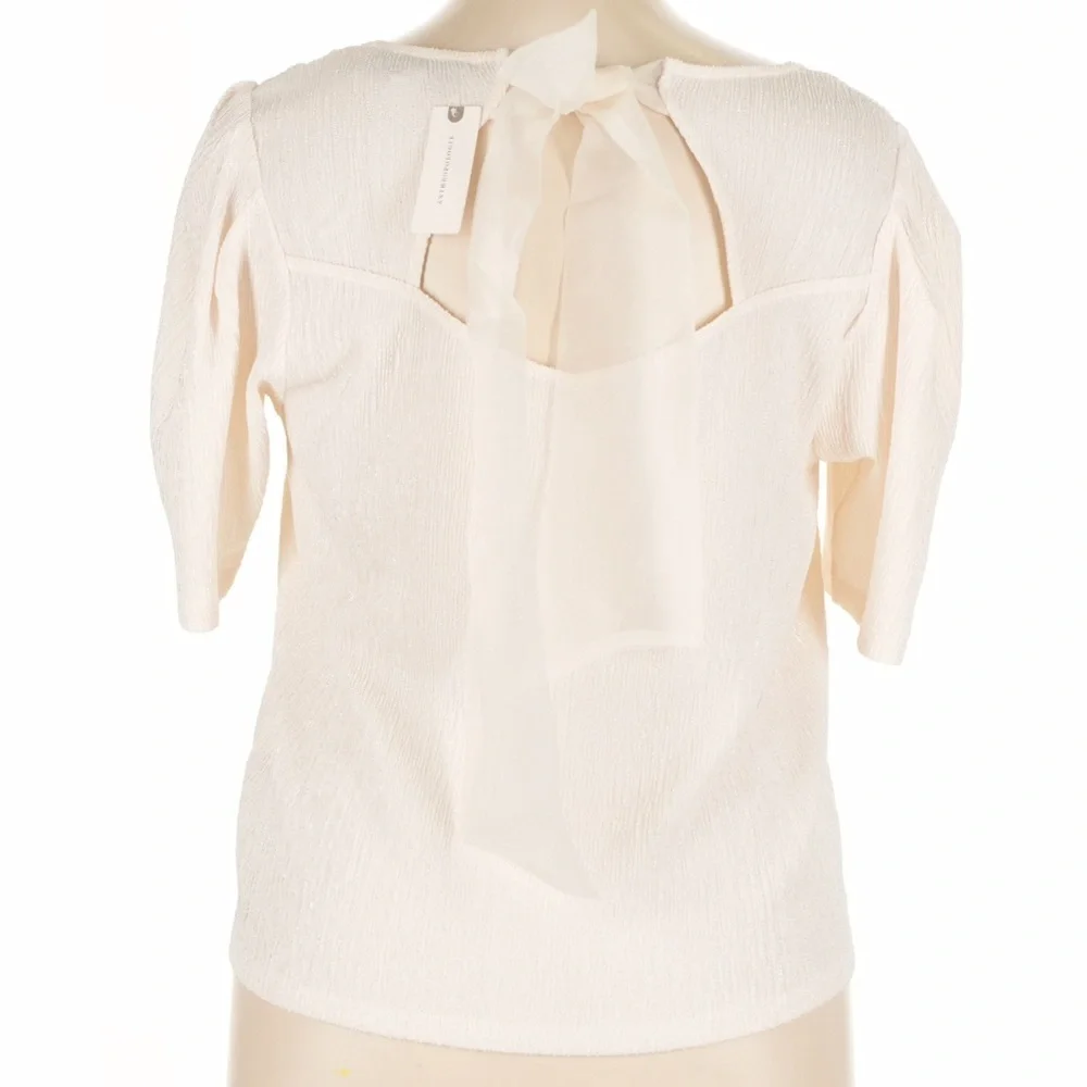 Anthropologie Sunday In Brooklyn Bow Back Blouse Ivory Women’s XL - Picture 3 of 7